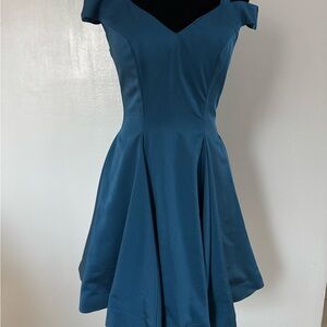 Dave & Johnny Teal Off-Shoulder Mini Dress